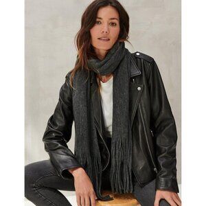 Lucky Brand Womens One Size Solid Brushed Large Fringe Scarf in Gray 67x16